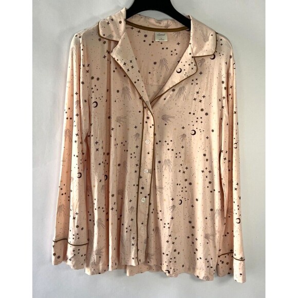 Soma Cool Nights Pajama Top Sz L‎ Starlight Mini Porcelain Celestial Whimsy NEW - Picture 2 of 10